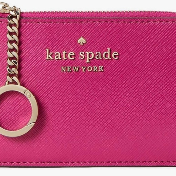 Kate Spade ♠️ Darcy Medium L-Zip Card Holder In Pink - Picture 3 of 5
